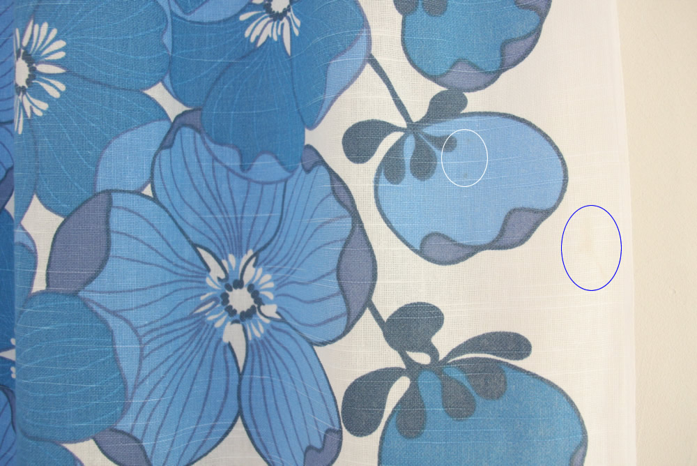 北欧ヴィンテージファブリック ブルー大花柄×白ベース