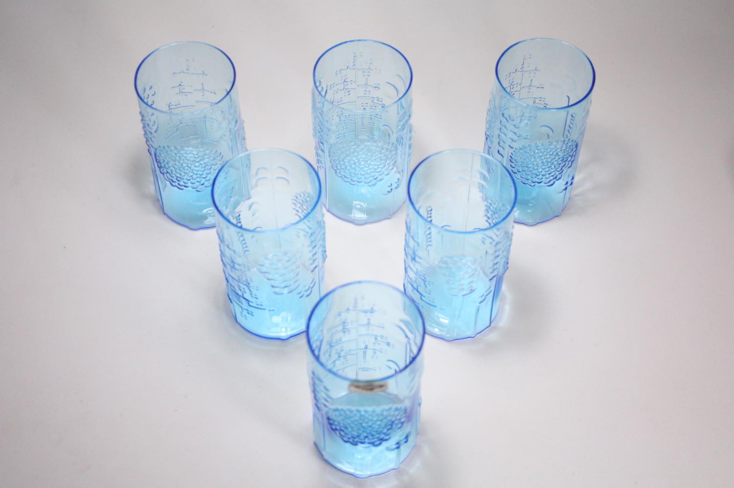 北欧ビンテージガラス/オイバトイッカ/ヌータヤルヴィ/フローラ/グラス/タンブラー/オリジナルボックス付き/6個セット/ブルー